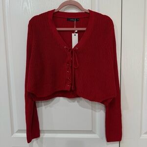 LF Millau Knit Lace Up Crop Cardigan